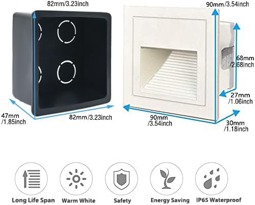4Pcs 3W LED Step Light, 120V Warm White 3000K IP65 Waterproof Recessed Wall Light, Stair Light Staircase Light Lighting lamp, Inside Outside Garden Balcony Corridor, Aluminum-VerdiqueGarden