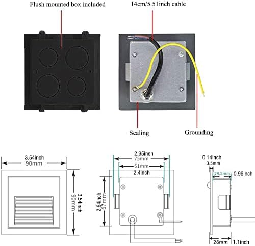 4Pack 3W LED Recessed Light120V Step Lights Warm White 3000K IP65 Waterproof Recessed Wall Light Staircase Light lamp, Inside Outside Garden Balcony Corridor, Aluminum,Grey-VerdiqueGarden