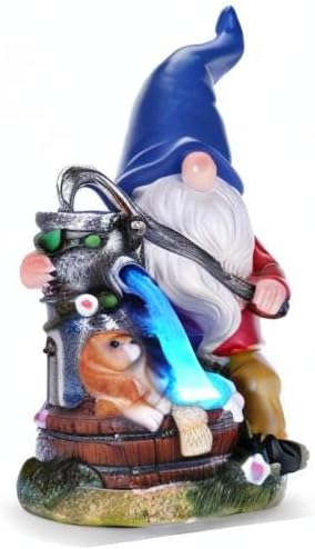 Garden Gnome Statue, Gnome Decoration for Yard with Blue Solar Light, Patio Porch Yard Garden Decor for Outside, Lawn Ornament-VerdiqueGarden