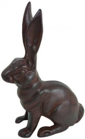HomeOffice Cast Iron Sitting Bunny Rabbit Garden Statue Patio Yard Large Doorstop-VerdiqueGarden
