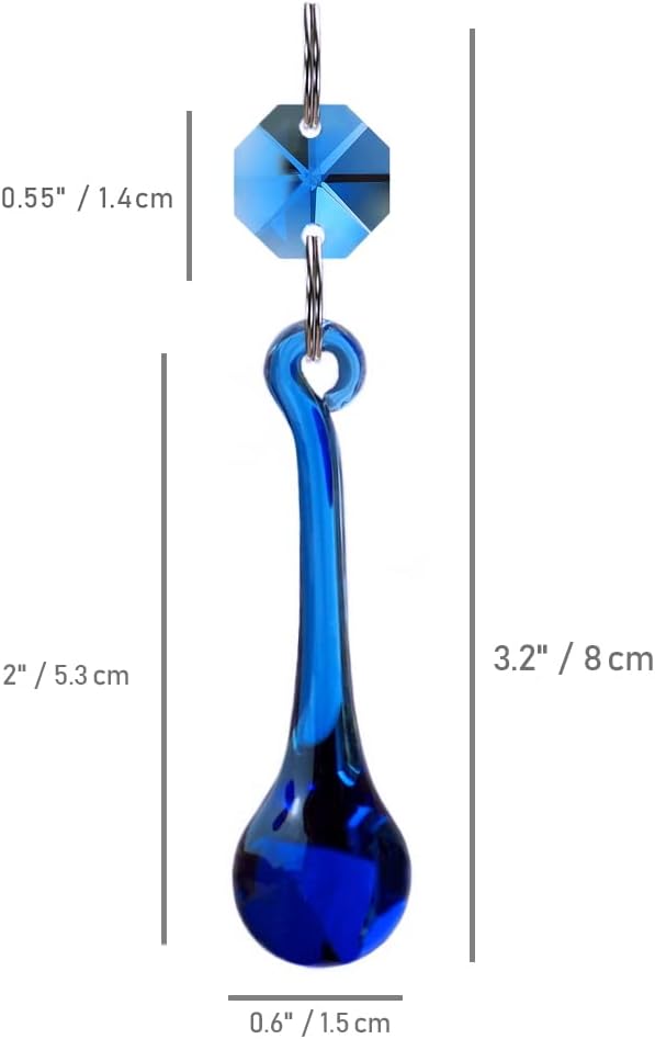 12pcs Raindrop Crystal Chandelier Prisms Parts, 53mm Hanging Crystals Beads for Chandeliers, Home Decoration (Mid Blue)-VerdiqueGarden
