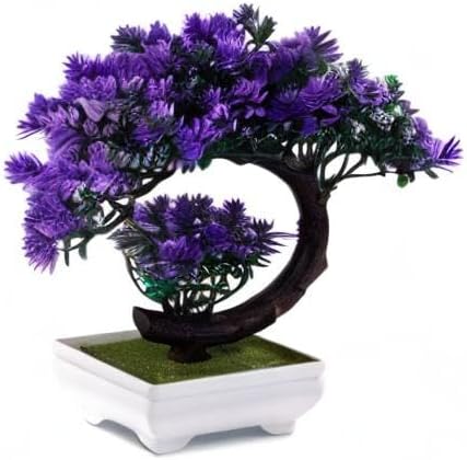 Small Artificial Plants Greenery Desktop Bonsai - Purple Plastic Fake Plants for Home Decor Indoor Bookshelf Office Desk Bathroom Room Decor, Tall 8.5"-VerdiqueGarden