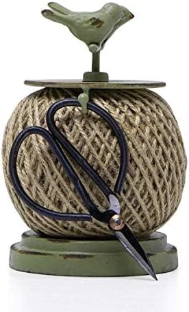 SOFFEE DESIGN Vintage Jute Twine Spool with Scissors Holder Set for Garden Farmhouse Kitchen Antique Twine and Scissors Set Green Birds-VerdiqueGarden