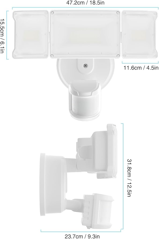 Olafus 75W Motion Sensor Outdoor Lights, 7000lm Motion Flood Light Dusk to Dawn, IP65 Waterproof LED Security Floodlights, 6500K Motion Detector Lights for Outside, White-VerdiqueGarden