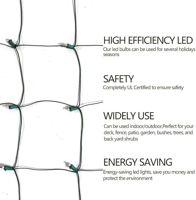 HISHINY Halloween Lights Outdoor,100LED 5ftx5ft Orange Net Lights with Connectable, Waterproof,UL Certified and Durable Green Wire Design for Bushes,Shrubs,Halloween Decorations Outdoor-VerdiqueGarden