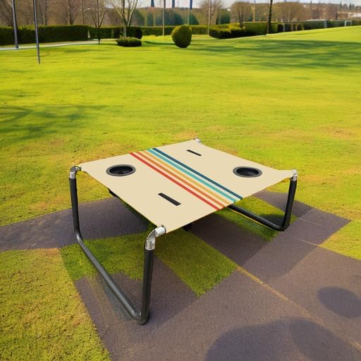 Neso Portable Beach Table with Cup Holders, Cell Phone Pockets, Lightweight for Picnics and Parks (Rainbow)-VerdiqueGarden