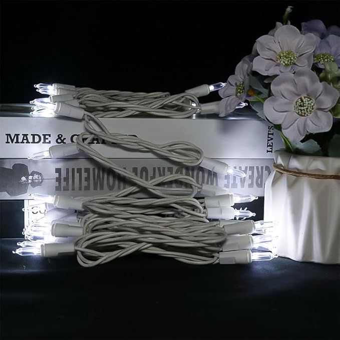 MULTI-SPARKING White Christmas LED Lights - 35 Count Cool White Christmas String Lights for Small Tree, Crafts, Holiday, Indoor/Outdoor Decorations, 11 Feet White Wire, UL Certified, Connectable-VerdiqueGarden