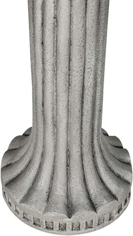 SunJet 24” H x 16” Dia Outdoor Birdbath with Classical Pedestal - Fibre Reinforced Concrete Birdbaths, Vintage Design for Garden Decor & Bird Attraction-VerdiqueGarden