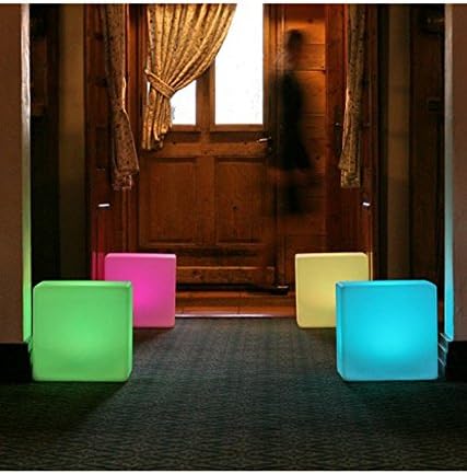 Mr.Go 14-Inch Color Changing LED Cube Light Stool, Glow Cube Seat for Kids, Modern LED Light Side Table, 16 RGB Colors LED Mood Lighting, Ideal for Home Garden Patio Bar Pool Party Decorative Lighting-VerdiqueGarden