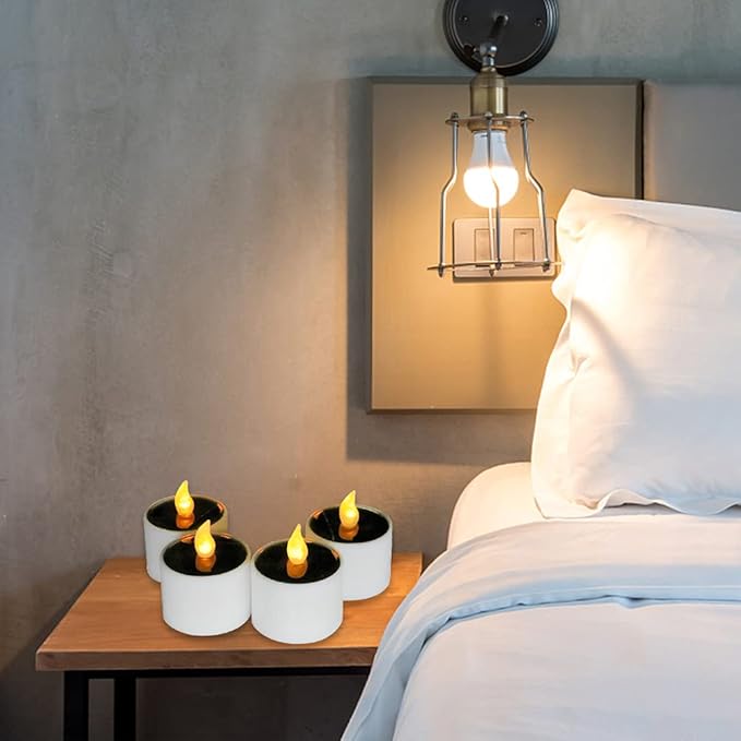 Solar Candle Lights,Flameless Candle Lights,Solar Rechargeable Tea Wax lamp,6 flameless Candle Light, Suitable for Wedding, Valentine's Day, Halloween, Christmas (Small Solar Candle)-VerdiqueGarden