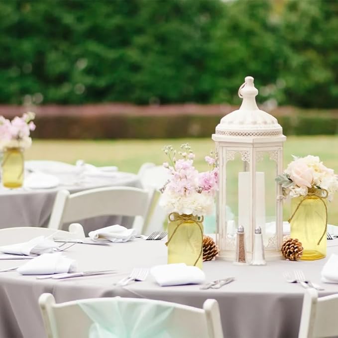 Vintage Glass Flower Vase,12 Pack Gold Amber Farmhouse Glass Centerpiece Vases Mason Jars for Weddings, Parties & Home Decor Bulk (12, Gold)-VerdiqueGarden