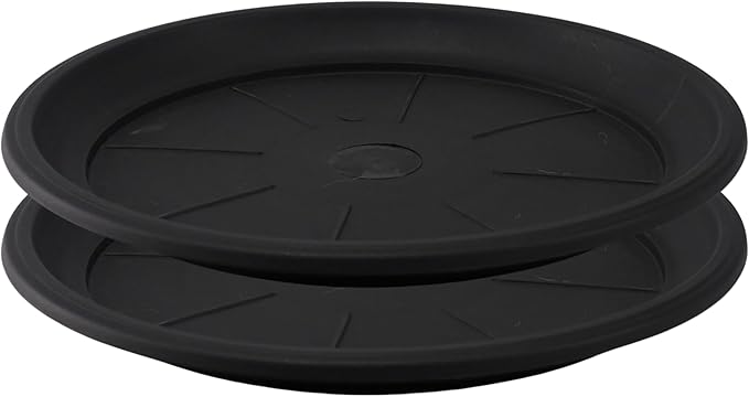 11" Decorative Heavy Duty Tray/Saucer (2 Pack) Pot/Planter Base for Indoor/Outdoor Decor (11 inches, Black)-VerdiqueGarden