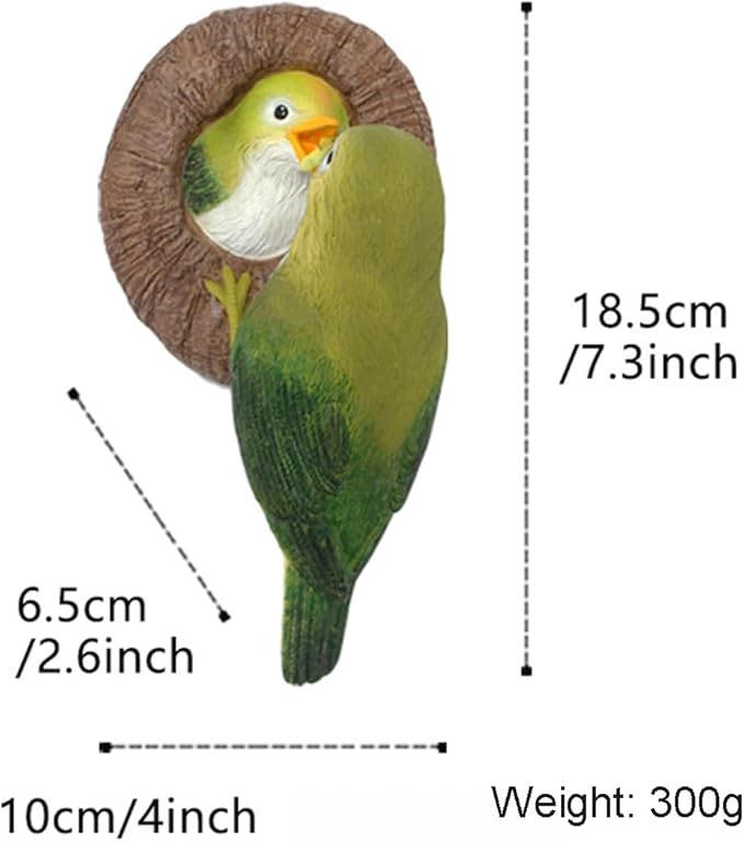 Mom and Baby Hummingbird Tree Hugger, Resin Bird Figurines Art Sculpture, Hanging Garden Statue Tree Peeker Ornament for Patio Lawn Porch Yard Outdoor Decorations-VerdiqueGarden