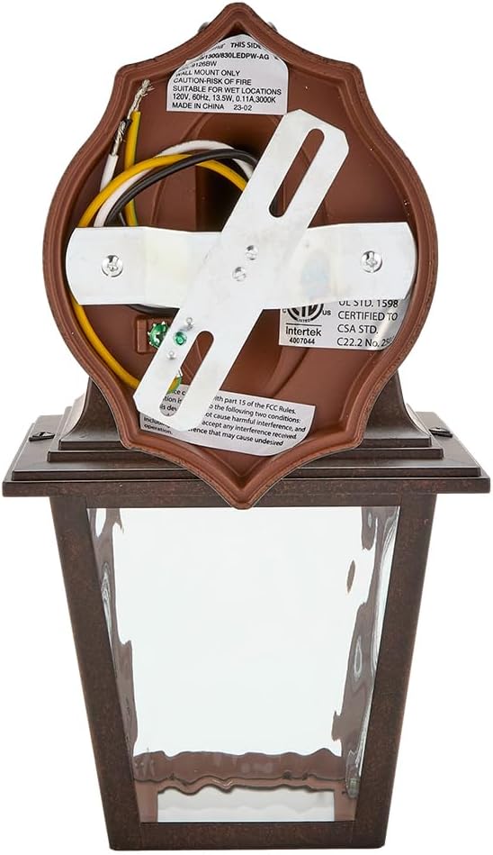 Maxxima LED Porch Lantern Outdoor Wall Light Fixture - Aged Bronze, Clear Water Glass, Photocell Sensor, 875 Lumens, 3000K Warm White, Dusk to Dawn Light Sensor, Exterior Decorative Light-VerdiqueGarden