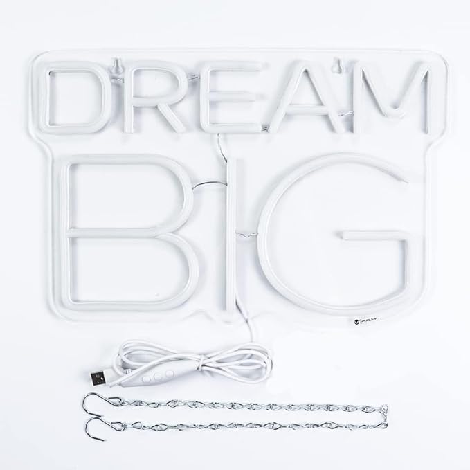 Dream-Big Neon Sign For Wall Decor In Bedroom or Bar,Dream Led Neon Sign For Birthday Gifts,Festivals Decoration,Party Sign Hang on Wall 15 * 9.8inches-VerdiqueGarden