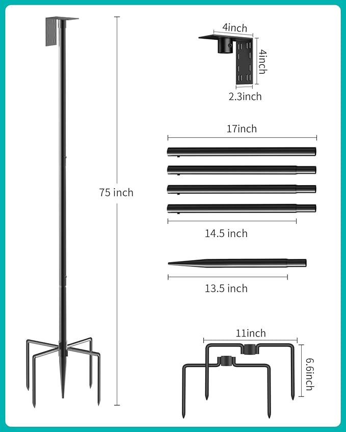 Bird Feeder Pole – 75 Inch Height Bird House Pole with 1-Inch Dia Heavy Duty for Birdfeeders, Feeding Stand with Mount Kit for Outdoor, Slip-Fit Connection-VerdiqueGarden