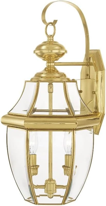Livex Lighting 2251-07 Monterey 2 Light Outdoor Bronze Finish Solid Brass Wall Lantern with Clear Beveled Glass, 20.25" x 10.5" x 20.25"-VerdiqueGarden