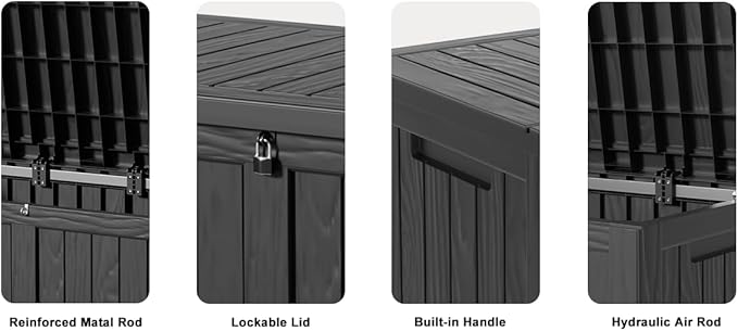 120 Gallon Outdoor Storage Box – Waterproof Deck Box for Patio & Garden,Black-VerdiqueGarden