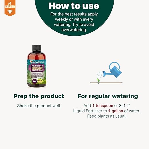 Premium Liquid POTHOS Plant Fertilizer - 3-1-2 Concentrate for Indoor Plants and Flowers by Gardenera | Organic Plant Food for Pothos Plants - 32oz-VerdiqueGarden