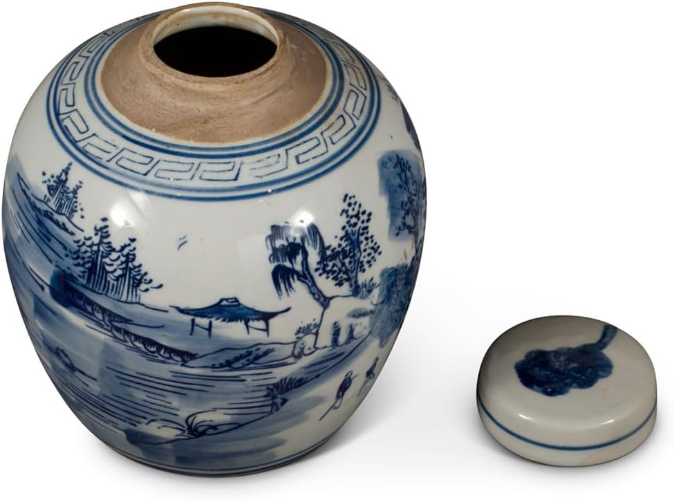 China Furniture and Arts Blue and White Porcelain Scenery Chinese Jar-VerdiqueGarden