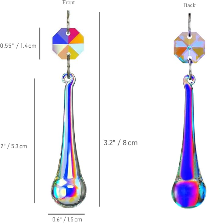 12pcs Raindrop Crystal Chandelier Prisms Parts, Hanging Crystals Beads for Chandeliers, Home Decoration-VerdiqueGarden