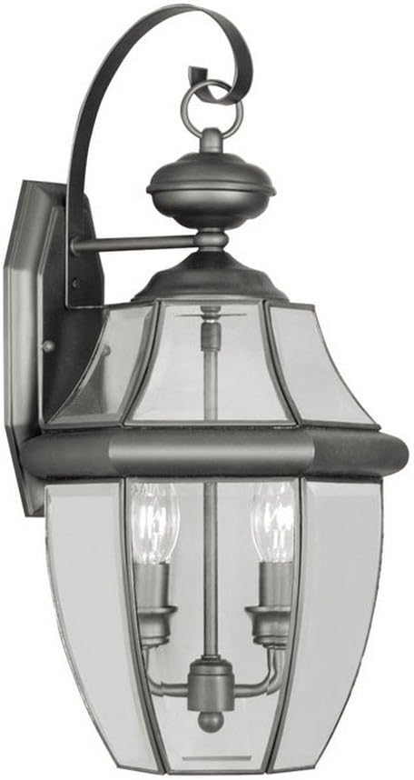Livex Lighting 2251-04 Monterey 2 Light Outdoor Black Finish Solid Brass Wall Lantern with Clear Beveled Glass-VerdiqueGarden