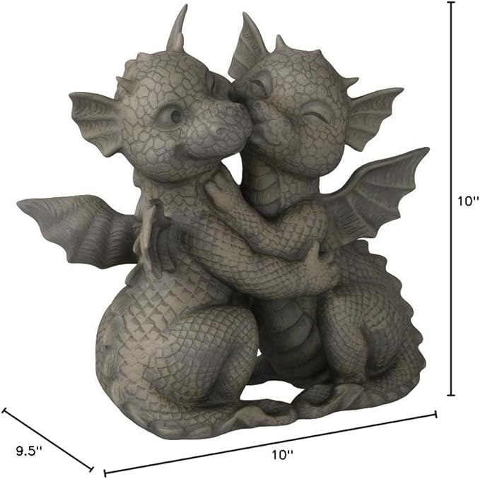 Pacific Giftware Garden Dragon Loving Couple Garden Display Decorative Accent Sculpture Stone Finish 10 Inch Tall-VerdiqueGarden