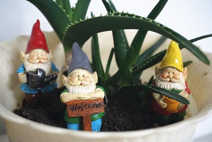 MUAMAX Miniature Gnome Figurines Fairy Gardens Gnomes Accessories Gift for Garden Little Gnomes Small Gnome 3''-VerdiqueGarden