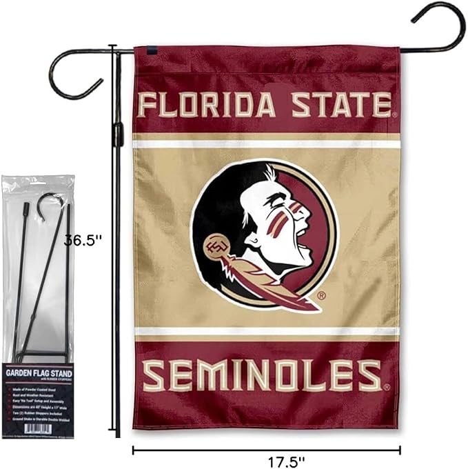 Florida State Seminoles Garden Banner Flag with Flag Pole Stand Set-VerdiqueGarden