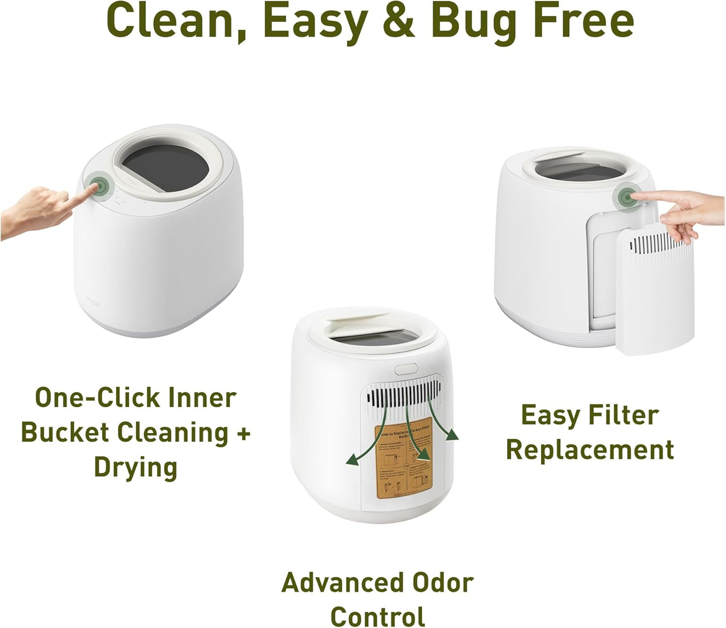 Vego Kitchen Composter, 4L Electric Composter Countertop 5 Modes Weight-Based Smart Compost Bin with App Odorless Auto-Cleaning Food Waste Compost Machine Indoor, White-VerdiqueGarden