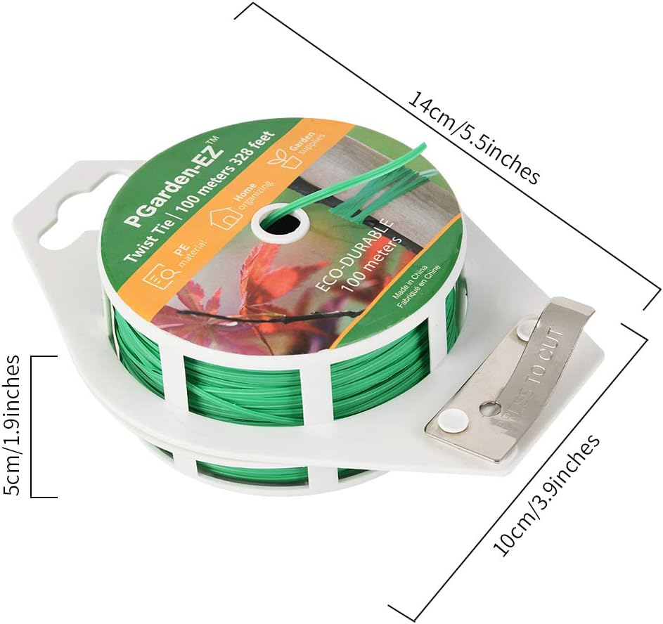 Twist Ties - 328ft Plant Ties PE-Coated Garden Ties with Cutter for Gardening Tomatoes Vines and Office Home Cable Organizing (1Reel/Green)…-VerdiqueGarden