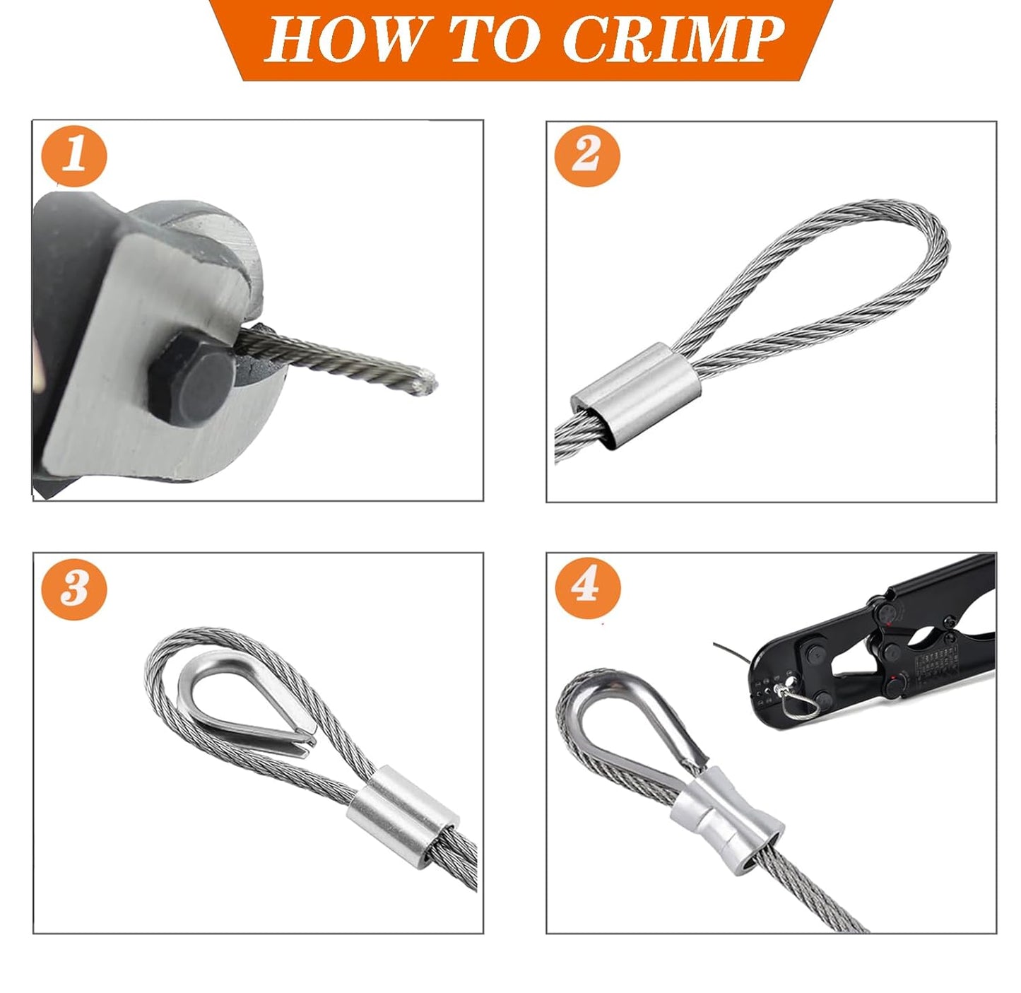 1/8 Inch Stainless Steel Wire Rope Kit, 7x7 Strands, 100 ft Length, With Cable Cutters, Sleeves, Thimbles, Clips, For Climbing Plants, Deck Railing, Fencing, Outdoor Hanging-VerdiqueGarden