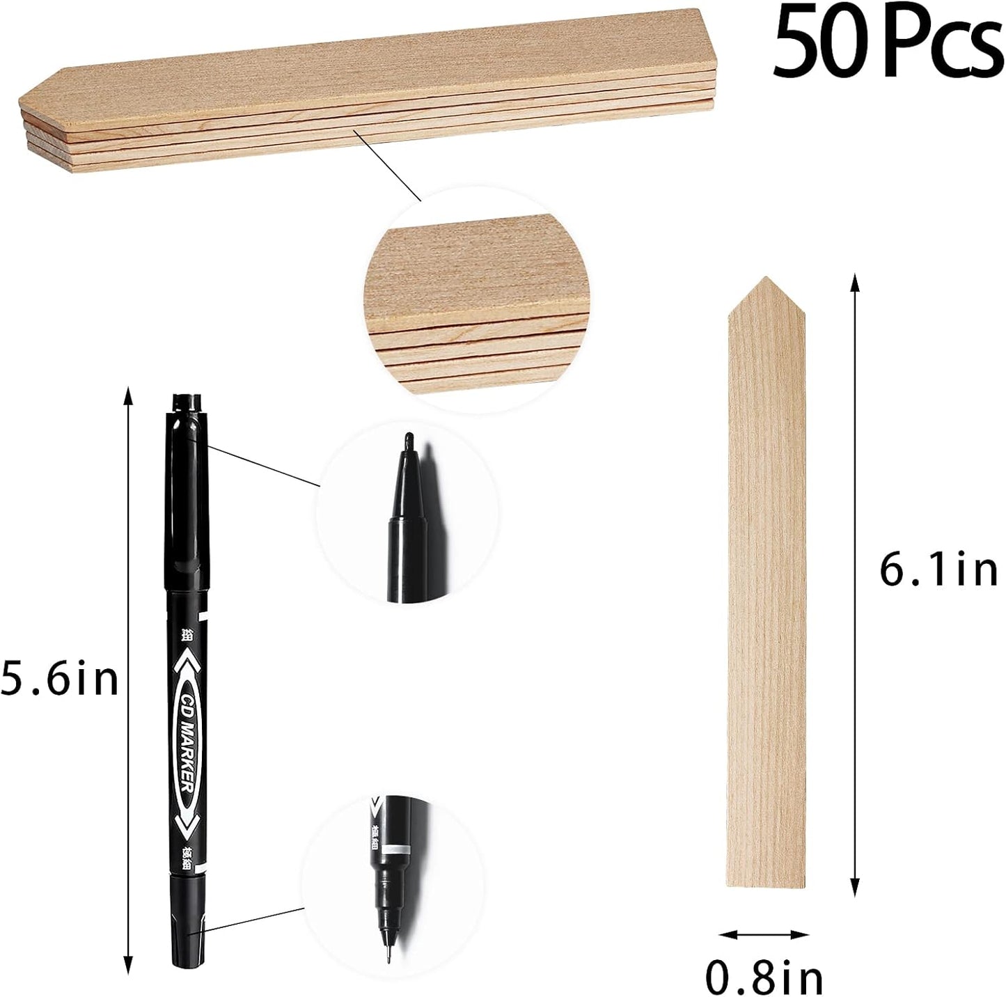 Zkptops 50Pcs Wooden Plant Labels Plant Tags 6 Inch Garden Plants Markers Waterproof Seed Labels Markers Sticks Outdoor Garden Label Stakes Sign Wooden Plants Name Tags for Seedling Vegetables Flower-VerdiqueGarden