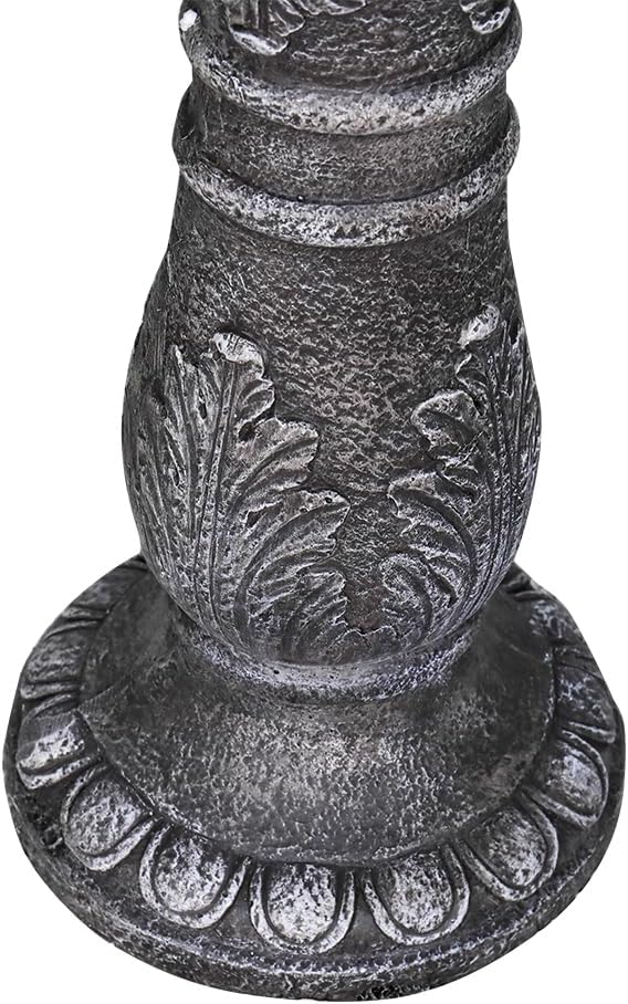 24.4" H Cement Bird Bath for Garden- Fibre Reinforced Concrete Bird Baths for Outdoors, Large Size Vintage Carved Pedestal Birdbath for Patio, Yard, Lawn -20”Dia. X 24.4”H Bird Fountain-VerdiqueGarden