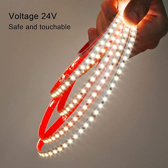 24V 65.6ft/20m LED Strip Light Natural White 4000K 2400LEDs High Brightness 12000LM SMD2835 Flexible No-Waterproof IP20 LED Tape for Kitchen Backyard Hallways Stairs Decoration(No Power Supply)-VerdiqueGarden