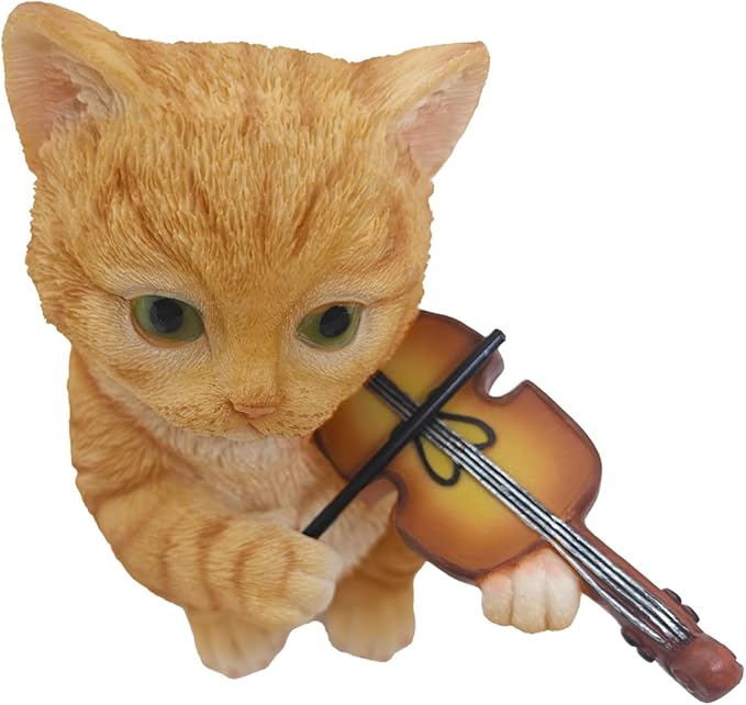 Orange Tabby Cat Garden Statue Decor, Resin Cute Sculptures Gift for Cat Lovers, Pet Memorial Stones for Loss of Pet, Kitty Figurine Art Decoration for Bedroom-VerdiqueGarden