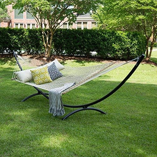 Hatteras Hammocks Deluxe Oatmeal Duracord Rope Hammock with Free Extension Chains & Tree Hooks, Handcrafted in The USA, 450 LB Weight Capacity, 13 ft. x 60 in-VerdiqueGarden