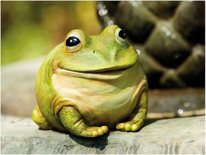 Evergreen Cute Portly Frog Outdoor Statue and Secret Key Holder | Weatherproof and Outdoor Safe | Garden Sculpture | Porch Garage or Patio Home Decor | 6 Inches Tall-VerdiqueGarden