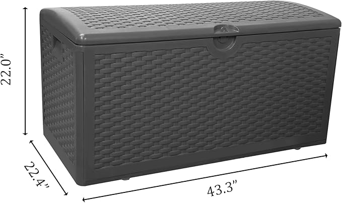 80 Gallon Plus Outdoor Storage Box Waterproof Lockable Resin Deck Box Large, Patio Storage Bin for Pool Accessories Cushion Furniture, Garden Tools, UV-Resistant Outside Delivery Black-VerdiqueGarden