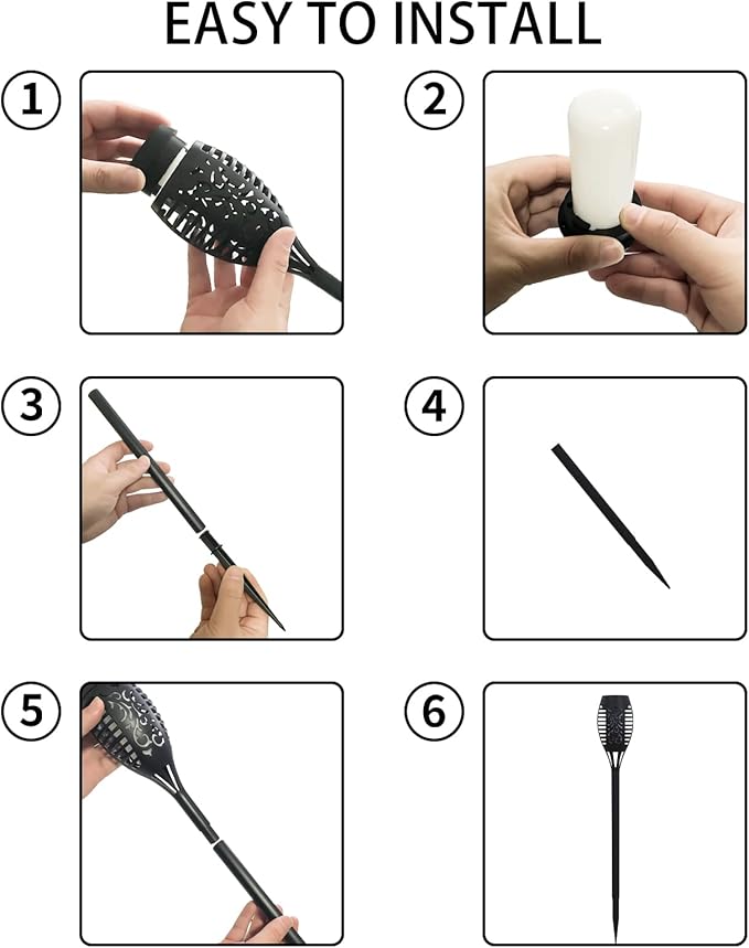 12 Pack Solar Torch Lights Outdoor Waterproof - Blue Flickering Flame, Outdoor Solar Garden Lights for Yard, Tiki Torches for Outside Patio Pathway Decorations-VerdiqueGarden