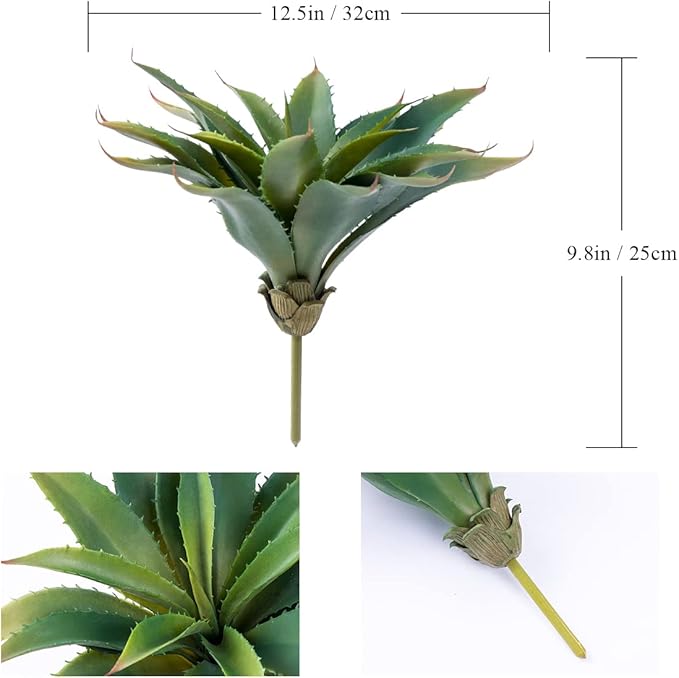 Veryhome Succulents Plants Artificial Aloe Plant, 12.5Inch Large Faux Succulents Unpotted, Premium Crafting DIY Greenery Decor for Indoor & Outdoor(Green)-VerdiqueGarden