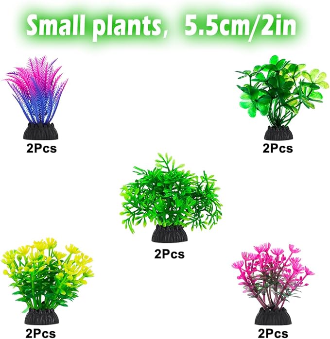 CousDUoBe 30Pcs Aquarium Plants, Fish Tank Accessories Artificial Aquatic Plants,Full Set of Fish Tank Decorations, Various Sizes