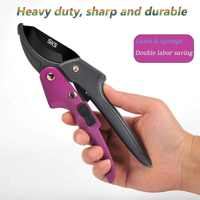 Garden clippers, premium Germany pruners, Work 3 times easier, professional pruning shears, cutting rose, flower, hedge, stem, tree, Sharp gardening scissors, Arthritis weak hand snips (Japanese-2, 1)-VerdiqueGarden