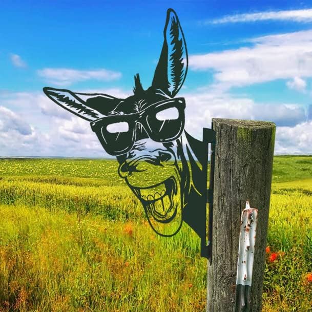 Peeping Donkey Metal Art Farm Garden Decor Garden Fence Decoration Outdoor Decoration for Farmhouse,Yard,Lawn-VerdiqueGarden