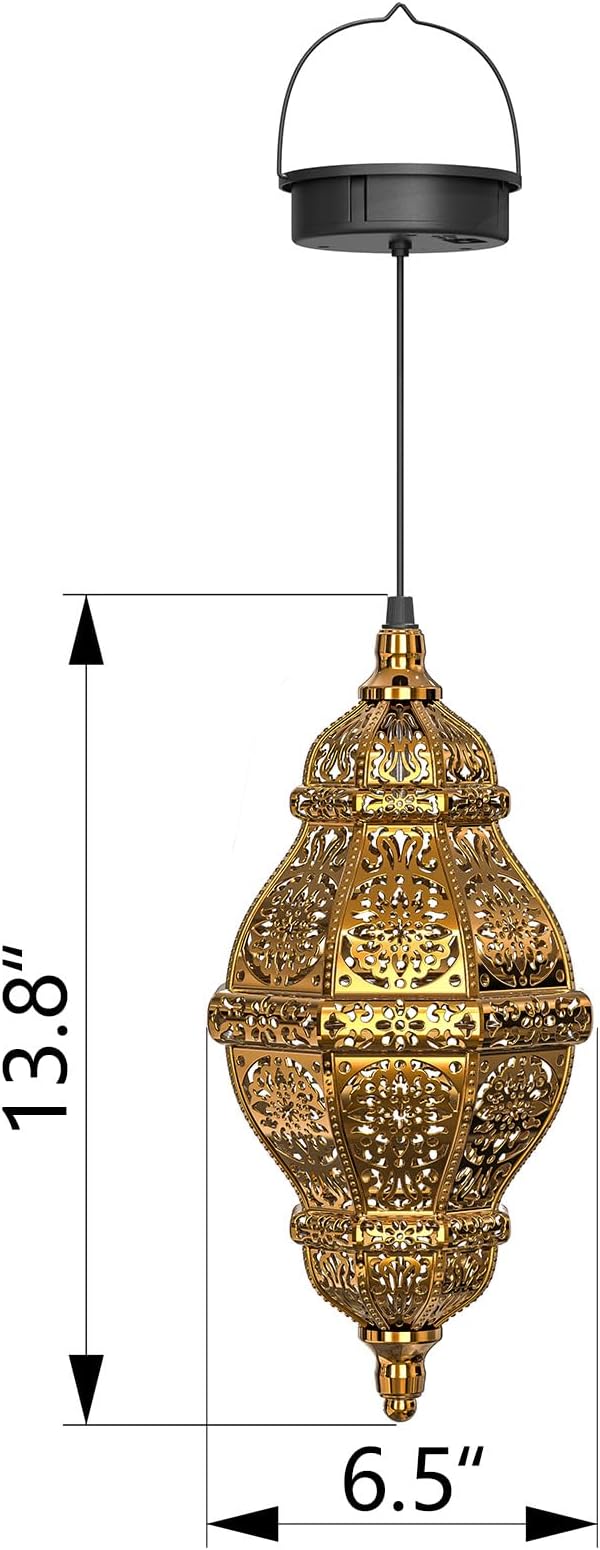 Twinkya 2 Pack Hanging Solar Lights Outdoor Garden Decor, Waterproof Plastic Moroccan Solar Powered Lantern Lamp, Outside Decorations for Patio Yard Porch Backyard Decor, Gardening Gifts for Women Mom-VerdiqueGarden
