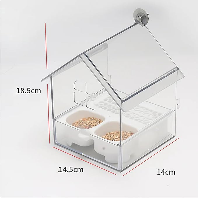 Ziveseller/Sowhathow Pull-Out External Parrot Feeder, Parrot Feeder Parakeet House Bird Bath Transparent Dish Water, Hanging Wild Bird Seed with Squirrel Proof Tray (Green*2)-VerdiqueGarden