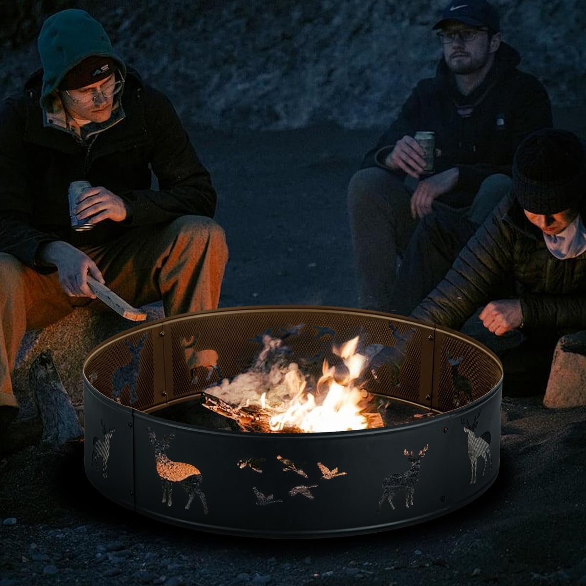 Fire Ring,Firepit Ring for Camping, Wood Burning Fire Pit for Outside,Yard,Garden,Outdoor Fireplace-VerdiqueGarden