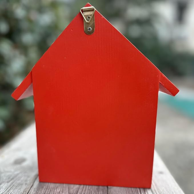 Mason Bee Houses Outdoor Wooden Bee Hotel for Garden and Yard Hand-Made Bamboo Bee Hive for Bees Butterflies and Ladybugs, Medium Size 8"x7.5"x5", Red-VerdiqueGarden