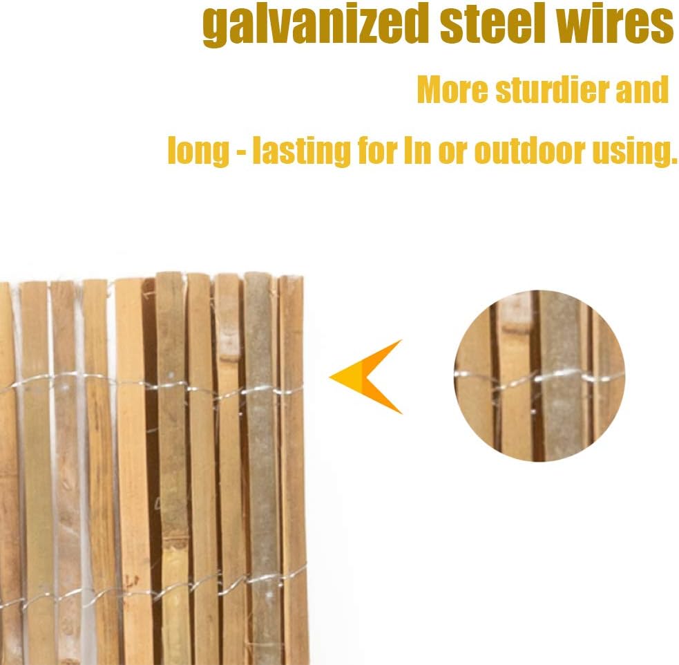 Mininfa Natural Bamboo Slat Screening, Eco-Friendly Privacy Slat Fence, Bamboo Screen Panel Roll for Balcony or as Wind and Sight Protection (1.2m x 4m)-VerdiqueGarden