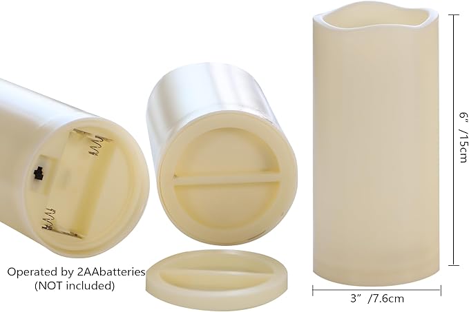 Halloween Outdoor Battery Operated Flameless Pillar Candles with Auto Daily Timer Waterproof Realistic Flickering Electric LED Lights with Spider Castle Decals Halloween Decorations 2 Pack 3X6”-VerdiqueGarden